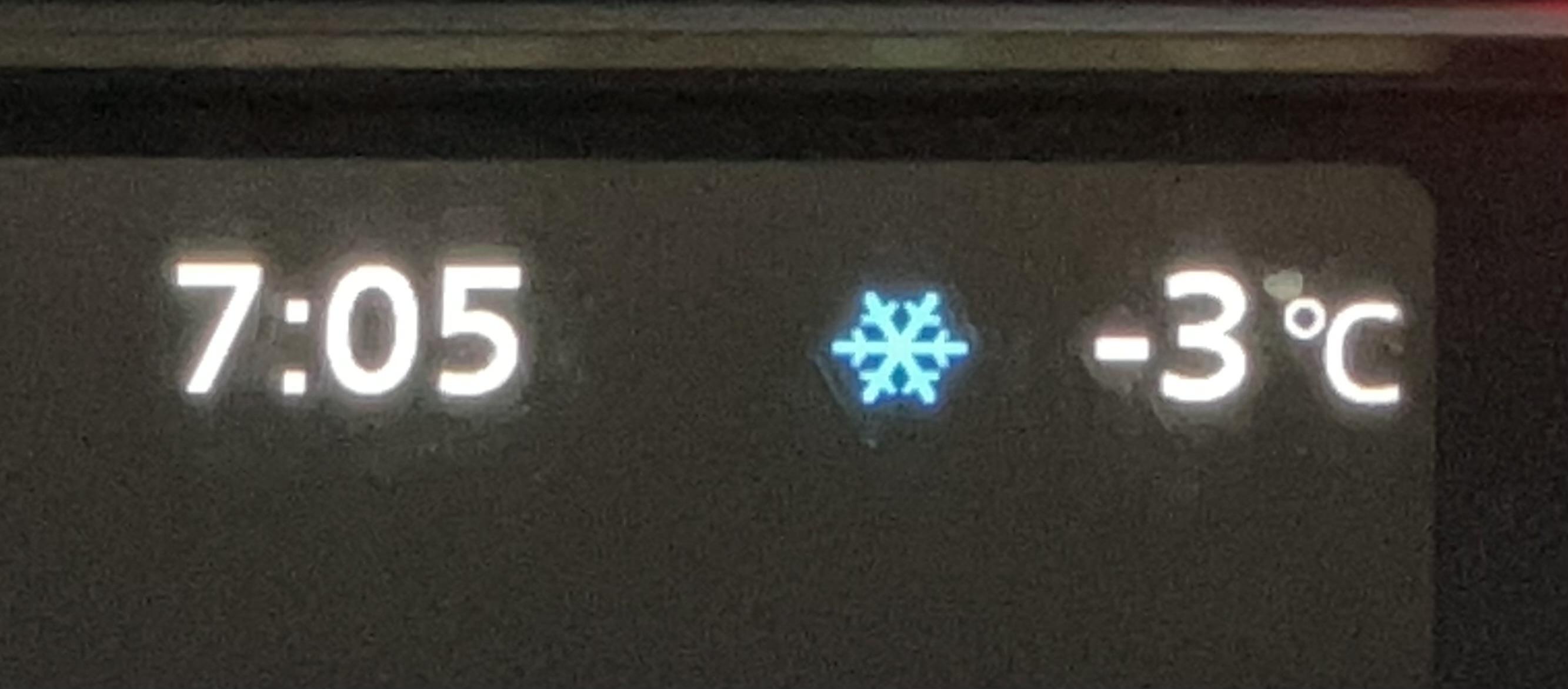 Leaf dashboard showing a snow flake symbol next to the temperature of -3°